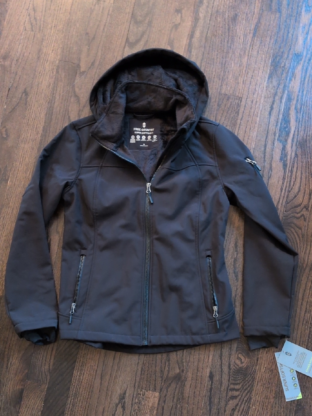 Free Country Women's Black Hooded Utility Softshell Jacket